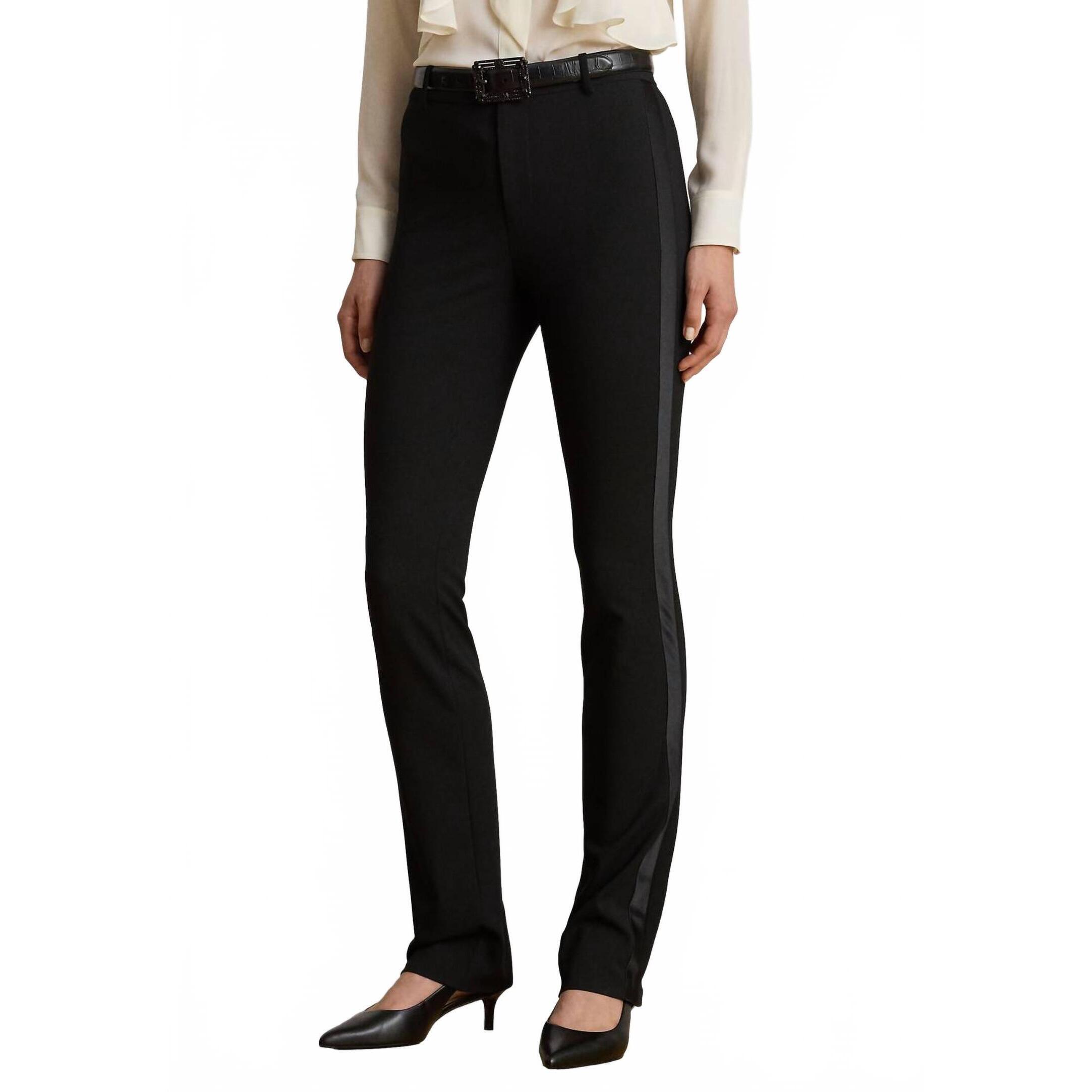 New Ralph Lauren Holiday Satin Stripe Twill Classy Pants In Black